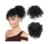 Frange Cheveux Perruque bouclée frange for femmes noires courte Afro crépus bouclés frange Clip en frange utilisation quotidienne Extensions de cheveux(197-1B)