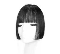 Frange Cheveux Perruque synthétique princesse coupe frange femme frange cheveux fausse frange front naturel perruque pièce Extensions de cheveux(Natural black)