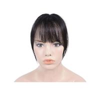 Frange Cheveux Postiches de cheveux humains for femmes, fausse frange à Clip, noire et brune, frange émoussée Extensions de cheveux(Blunt Bangs)