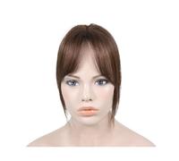 Frange Cheveux Postiches de cheveux humains for femmes, fausse frange à Clip, noire et brune, frange émoussée Extensions de cheveux(Middle Part Bangs)