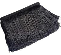 Frange de 10,2 cm pour la couture, 9,1 m de long en polyester pour robe de danse latine, vêtements, loisirs créatifs, lampes et oreillers - Noir