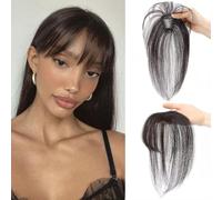 Frange de cheveux humains à clip, en une pièce, avec pince, frange, postiche en cheveux humains pour femme, marron noir