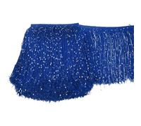 Frange de Garniture, Garniture de Couture à Frange Ruban à paillettes en polyester de 1 m long, 20 cm, franges, dentelle, couture, robe latine, vêtements scène, rideau, accessoires(BLUE 2)