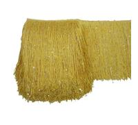 Frange de Garniture, Garniture de Couture à Frange Ruban à paillettes en polyester de 1 m long, 20 cm, franges, dentelle, couture, robe latine, vêtements scène, rideau, accessoires(Yellow)