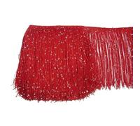 Frange de Garniture, Garniture de Couture à Frange Ruban à paillettes en polyester de 1 m long, 20 cm, franges, dentelle, couture, robe latine, vêtements scène, rideau, accessoires(Red)
