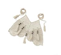 Frange de plage pour bikini pour haut de maillot de bain style bohème plage | Se marie avec des maillots de bain et des couvertures, esthétique tendance décontractée, tenue d'été décontractée (beige M)