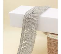 Frange de pompon, 10 mètres x 1,57 pouces, garniture franges en coton, rubans dentelle, fibre for vêtements, rideaux, couture, artisanat(Grijs)