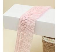 Frange de pompon, 10 mètres x 1,57 pouces, garniture franges en coton, rubans dentelle, fibre for vêtements, rideaux, couture, artisanat(Roze)