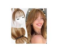 Frange En Cheveux Humains For Femmes Frange Vaporeuse 3D Frange À Clips Marron Naturel Avec Postiche Couverture Complète À 360° Hair Extensions Pièces Wigs(Light Brown)
