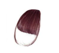 Frange en cheveux humains véritables, frange naturelle, pince à cheveux, frange avec branches, postiche for femmes, pince à air, 4,5 pouces Hair Extensions(Wine Red)
