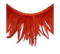 Frange en Plumes Garnitures de plumes queue coq colorées 2 mètres, for la couture et l'artisanat bricolage, franges for vêtements, accessoires carnaval pour Costume(Red,25-30CM 10-12inch)