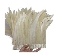Frange en Plumes Plumes de coq en queue, 25-30cm/10-12 pouces, accessoires décoration for robe, bricolage, artisanat, Plume ruban, 2 mètres pour Costume(OFF White 1)