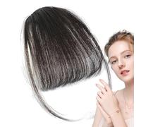 Frange française - Faux franges à clip - Monture élégante - Cheveux humains mélangés pour des rassemblements décontractés - Couches lisses avec fixation facile pour un quotidien élégant