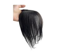 Frange latérale en cheveux humains naturels for femmes, partie centrale 3D, fausse frange, extensions à clipser, postiches invisibles Hair Extensions(Natural Black)