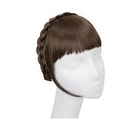 Frange pince à cheveux bandeau synthétique frange extension faux cheveux frange émoussée avec de longs côtés pour femmes naturel Flase noir marron blond Bang Clip en frange(Color:8)