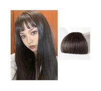 Frange plate en cheveux synthétiques naturels/frange mini faux cheveux frange mode une pièce pince-in Air Bangs extension de cheveux for femmes Hair Extensions(Black brown)