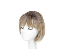 Frange synthétique 3D invisible sans couture, cheveux raides, housse de remplacement for tête aérienne(Dark blonde with dark root)