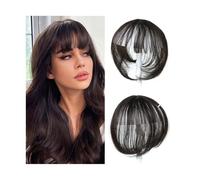 Frange synthétique 3D invisible sans couture for cheveux de tête Frange aérienne naturelle invisible Augmente le volume des cheveux Hair Extensions for Daily Wear(Dark brown)
