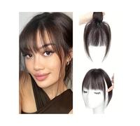 Frange synthétique de 20 cm, fausse frange des deux côtés avec de longues moustaches, for perruque de femme Hair Extensions for Daily Wear(Black brown)