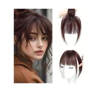 Frange synthétique de 20 cm, fausse frange des deux côtés avec de longues moustaches, for perruque de femme Hair Extensions(Dark brown)