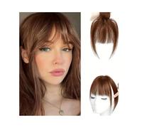Frange synthétique de 20 cm, fausse frange des deux côtés avec de longues moustaches, for perruque de femme Hair Extensions for Daily Wear(Light brown)