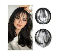 Frange synthétique épinglée frange 3D Invisible, cheveux sans couture sur la tête Air frange naturelle invisible, augmenter le volume des cheveux(noir naturel)