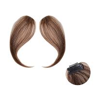 Franges 2 Pièces Frange Synthétique Fausse à Clip for Femme de Cheveux Postiche Naturels Partie Centrale Deux Côtés Bang Morceau dans Extensions Coiffure(Light brown)