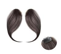 Franges 2 Pièces Frange Synthétique Fausse à Clip for Femme de Cheveux Postiche Naturels Partie Centrale Deux Côtés Bang Morceau dans Extensions Coiffure(Brown black)