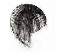 Franges Bangs Hair Frange de cheveux humains avec clip sur le dessus sans couture et extension frange 3D naturelle à clipser - Cheveux brésiliens non remy for femme Coiffure(Noir)