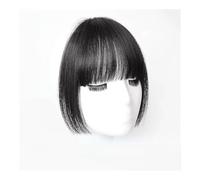 Franges Ensemble de postiches à frange clipser avec favoris - Frange synthétique en 4 couleurs Coiffure(Natural Black)
