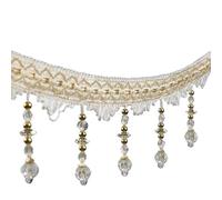 Franges, Garnitures de 12 Yards, pendentif en perles de cristal, franges, perles suspendues, bordure(Beige)