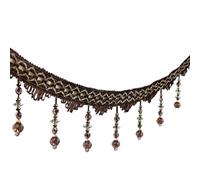 Franges, Garnitures de 12 Yards, pendentif en perles de cristal, franges, perles suspendues, bordure(Dark Brown)