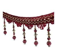 Franges, Garnitures de 12 Yards, pendentif en perles de cristal, franges, perles suspendues, bordure(Red)
