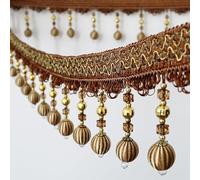 Franges tressées à suspendre en perles de cristal for décoration d'intérieur - Accessoires de couture en dentelle durables(Bruin,12 meters)