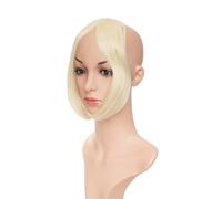 Franges vaporeuses Frange Clip dans la partie centrale frange postiches pince synthétique l'extension de cheveux haut morceau for les femmes faux Cadrage du visage(Bleach blonde)