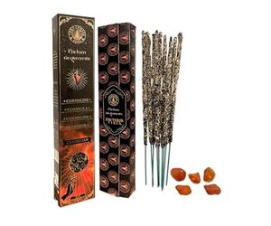 Frangrance & Sens Encens bâtons naturels cannelle, artisanaux faits à la main, y compris de véritables pierres de cornaline et longue durée (environ 75 min), 20 g
