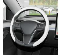 frani Housse de volant universelle en cuir nappa, 38,1 cm, antidérapante, blanc