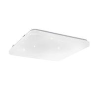 Eglo Luminaire plafonnier LED Frania-IP, lampe de salle de bains avec effet cristal, éclairage plafond en métal blanc et plastique, blanc chaud - neutre - froid, IP44, 33 x 33 cm