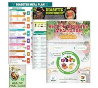 Franimo Lot de 3 tableaux de liste des aliments pour diabète, brochure imprimable pour guide de repas pour diabétiques de type 1 avec portion, indice glycémique (IG), protéines, glucides, calories