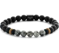 FRANK 1967 7FB-0244 - Bracelet perlé - Homme - Agate noire - Jaspe gris - 21cm - 8mm - Noir