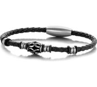 FRANK 1967 7FB 0304 - Bracelet homme - tressé - cuir - acier - 21cm - noir