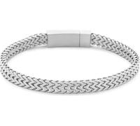 Frank 1967 7FB-0581 Bracelet d'Acier - Hommes - Double Queue de Renard - Acier - Brossé - Largeur 6.1 mm - Epaisseur 3.1 mm - Longueur 21 cm - Couleur argentée