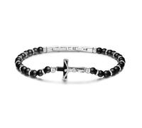 Frank 1967 7FB-0868 Kralen Herenarmband Agaat Zwart | Lengte 21 cm