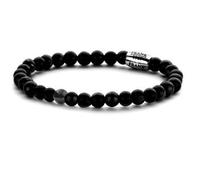 Frank 1967 Courageous Beads 7FB 0315 Bracelet en pierre naturelle avec élément en acier - Agate 4 mm - Longueur 20 cm - Noir
