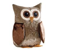 Frank Egon Chouette décorative en maille chenille, velours et peluche 100 % polyester Camaïeu de marrons Hauteur 25 cm