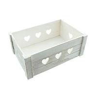 FRANK FLECHTWAREN Caisse universelle en bois avec motif cœur 30 x 20 x 12 cm - Boîte de rangement décorative en bois blanc cérusé naturel stable - Fabriquée à la main
