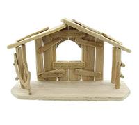 FRANK FLECHTWAREN Crèche de Noël, Avent, enfant de Noël, charme rustique, étable en bois flotté solide, dimensions 40 x 15 x 25 cm