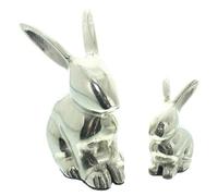 FRANK FLECHTWAREN Lot de 2 figurines lapin argenté en fonte d'aluminium Dimensions : hauteur 8 cm, 14 cm