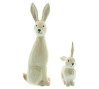FRANK FLECHTWAREN Lot de 2 figurines mère lapin avec enfant en bois Dimensions : hauteur 11 cm, 20 cm