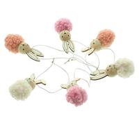 FRANK FLECHTWAREN Lot de 6 lapins en peluche à suspendre pour Pâques, bois, polyester, jute. Dimensions : hauteur 6 cm